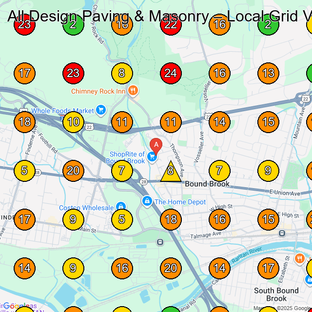 All Design Paving & Masonry Paving Contractor GeoGrid ranking map for Bound Brook NJ